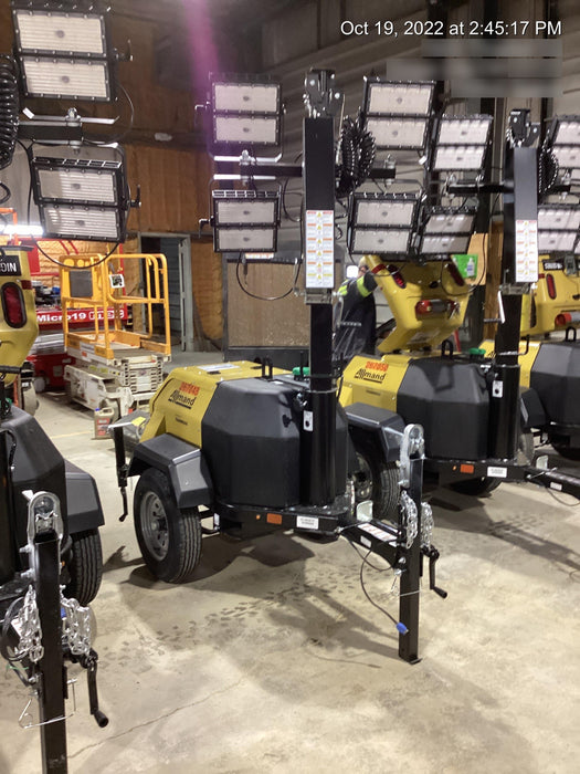 2022 Allmand NLV3GR (4) LED Light Fixture 350W, 23' Vertical Mast, 3kW Prime, Towable, ES Decals, T3