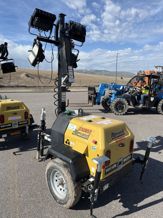 2022 Allmand NLV3GR (4) LED Light Fixture 350W, 23' Vertical Mast, 3kW Prime, Towable, Deep Sea L401, Leveling Jacks, Yanmar T4F 5.8hp