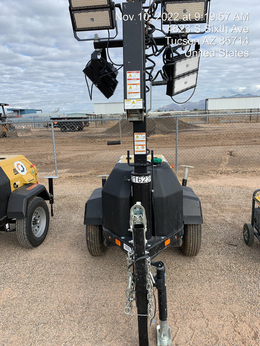 2022 Allmand NLV3GR (4) LED Light Fixture 350W, 23' Vertical Mast, 3kW Prime, Towable, Deep Sea L401, Leveling Jacks, Yanmar T4F 5.8hp