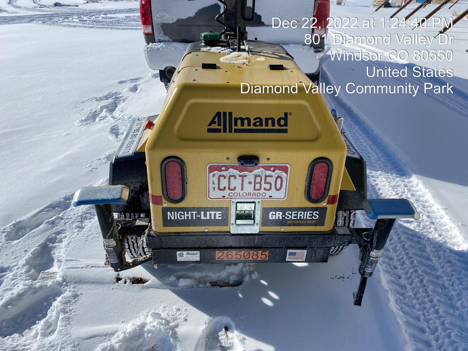 2022 Allmand NLV3GR (4) LED Light Fixture 350W, 23' Vertical Mast, 3kW Prime, Towable, ES Decals, T3