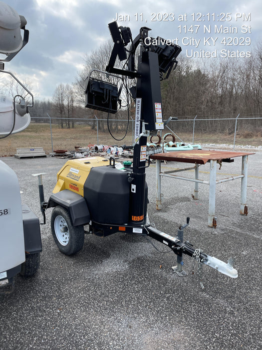 2021 Allmand NLV3GR (4) LED Light Fixture 350W, 23' Vertical Mast, 3kW Prime, Towable, Deep Sea L401, Leveling Jacks, Yanmar T4F 5.8hp