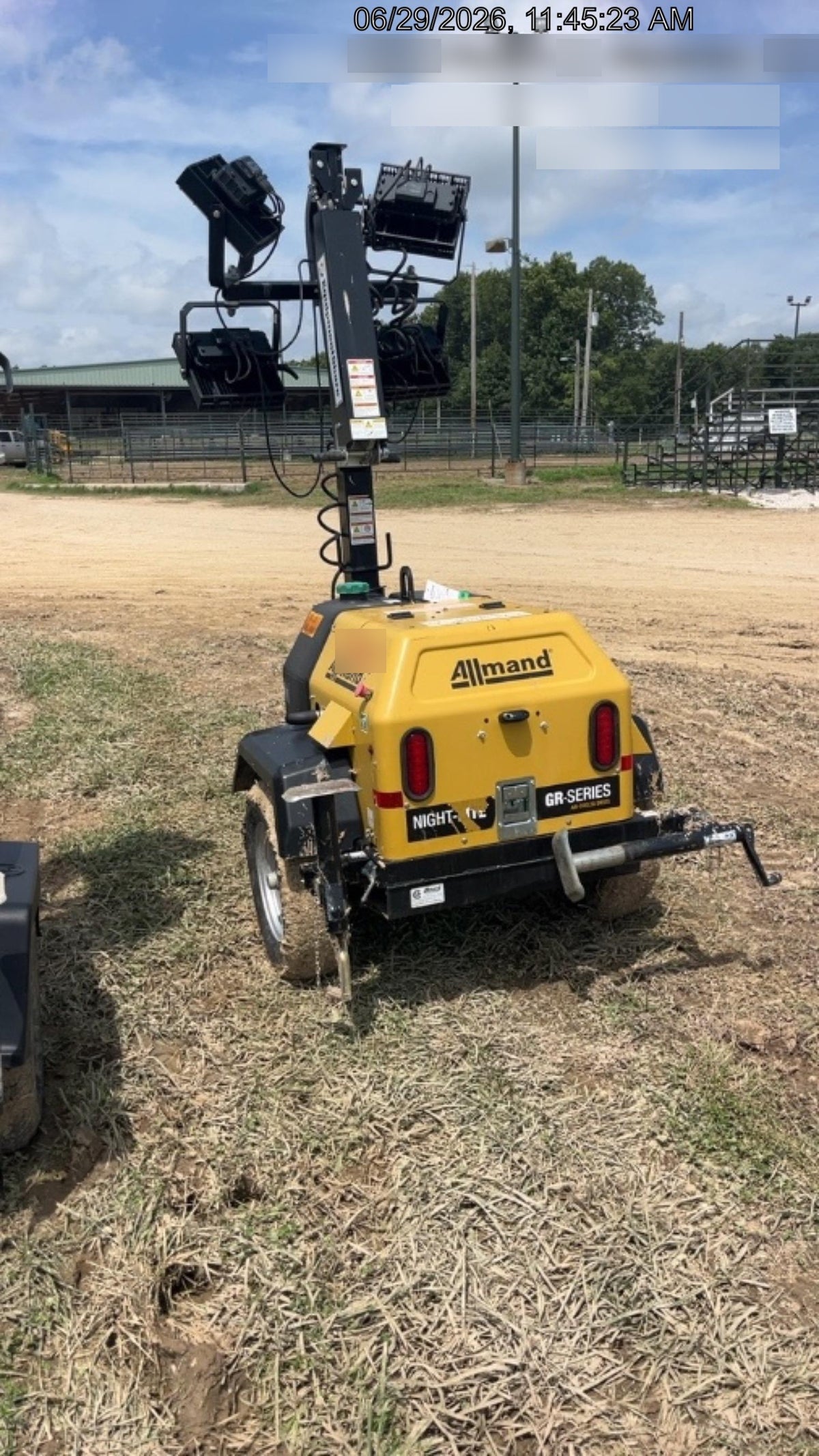 2022 Allmand NLV3GR (4) LED Light Fixture 350W, 23' Vertical Mast, 3kW Prime, Towable, Deep Sea L401, Leveling Jacks, Yanmar T4F 5.8hp