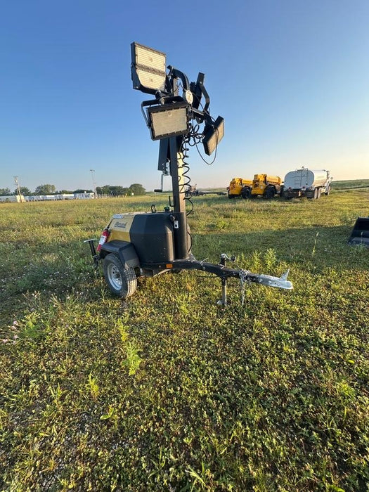 2022 Allmand NLV3GR (4) LED Light Fixture 350W, 23' Vertical Mast, 3kW Prime, Towable, Deep Sea L401, Leveling Jacks, Yanmar T4F 5.8hp