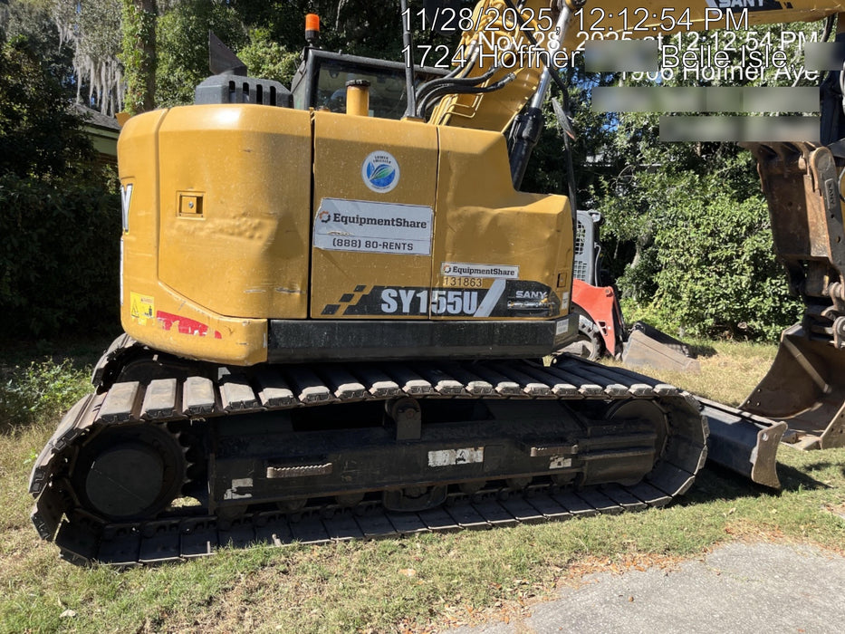 2020 Sany SY155U Rubber Tracks, Front Blade