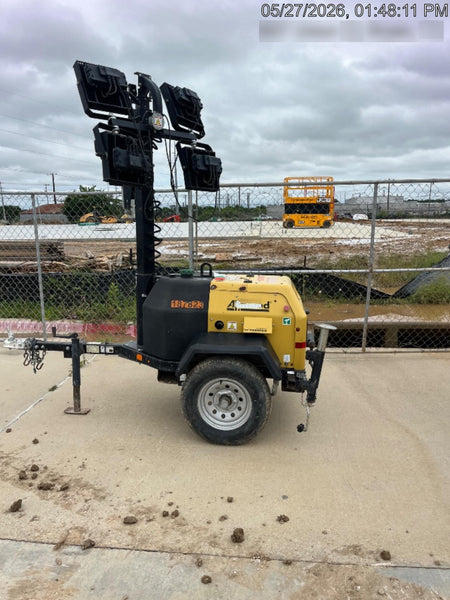 Allmand NLV3GR (4) LED Light Fixture 350W, 23' Vertical Mast, 3kW Prime, Towable, Deep Sea L401, Leveling Jacks, Yanmar T4F 5.8hp