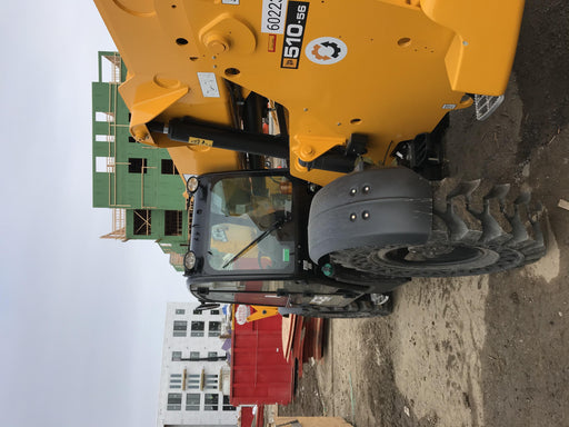 2020 JCB 510-56 Cab/Heat/Air, 74 HP, Solid Tires, STD Worklight, Beacon, Aux Hydraulics, Lifting Eye, Back up Alarm w/66" Carriage/60" Forks
