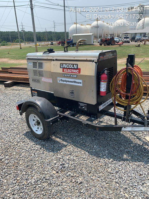 2019 Lincoln Electric Vantage 322 Ready-Pak 3, Two Wheel Trailer, Fender and Light Kit, Cable Rack