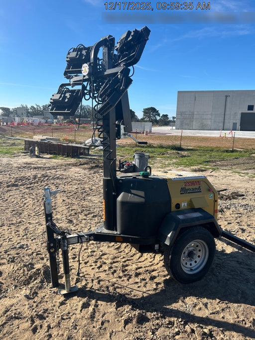 2022 Allmand NLV3GR (4) LED Light Fixture 350W, 23' Vertical Mast, 3kW Prime, Towable, Deep Sea L401, Leveling Jacks, Yanmar T4F 5.8hp