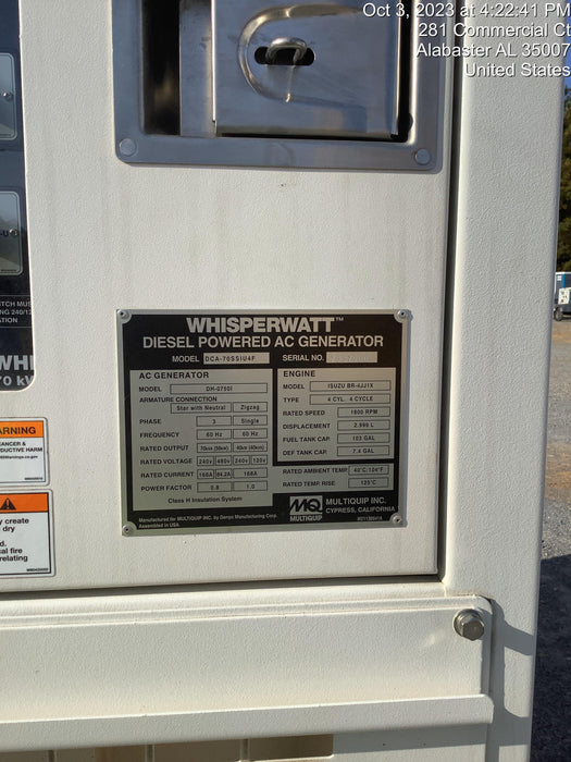 2022 MULTIQUIP DCA70