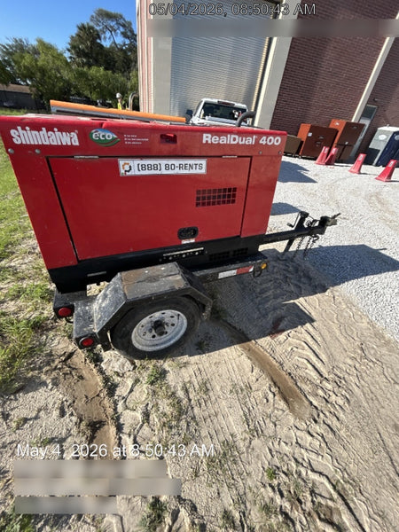 2023 Shindaiwa DGW400MDL Kubota D902 Engine, 23 HP, Dual Op Welder, Wire, Arc, Droop Stick, Tig, and CC Stick Functionality, Simulphase, 3 Phase and 1 Phase Gen Output, Single Axle NB Trlr, Slr Trckl Chrg 12V 12W, Fire Ext
