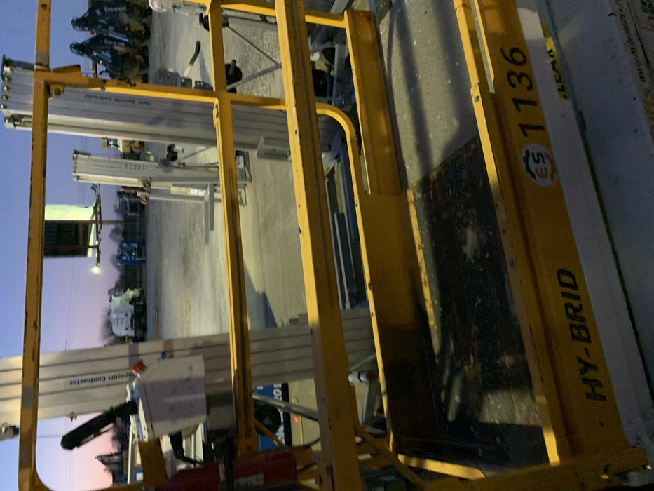 Custom Equipment HB-1430 Hy-Brid Scissor Lift
Platform capacity up to 670 lbs
Working height up to 20 ft
Weighs under 1,700 lbs
Non-marking wheels