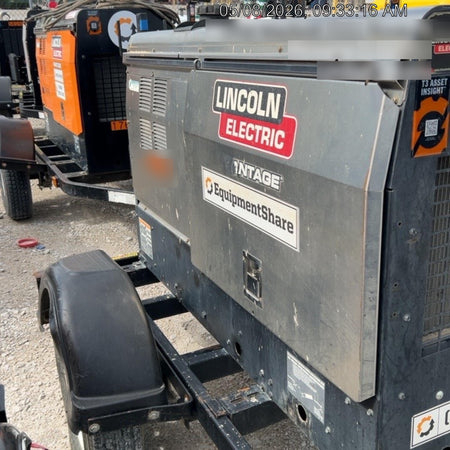 2019 Lincoln Electric Vantage 322 Welder Ready-Pak 3, Two wheel trailer, Fender and Light kit, Cable Rack