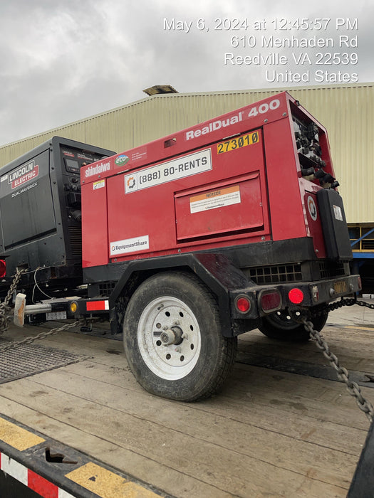 2022 Shindaiwa DGW400MDL Kubota D902 Engine, 23 HP, Dual Op Welder, Wire, Arc, Droop Stick, Tig, and CC Stick Functionality, Simulphase, 3 Phase and 1 Phase Gen Output, Single Axle NB Trlr, Slr Trckl Chrg 12V 12W, Fire Ext