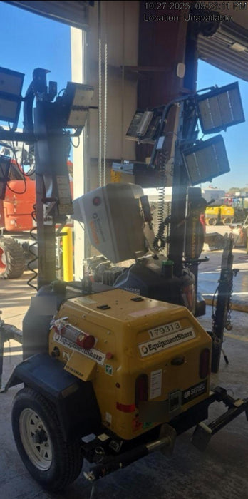 Allmand NLV3GR (4) LED Light Fixture 350W, 23' Vertical Mast, 3kW Prime, Towable, Deep Sea L401, Leveling Jacks, Yanmar T4F 5.8hp