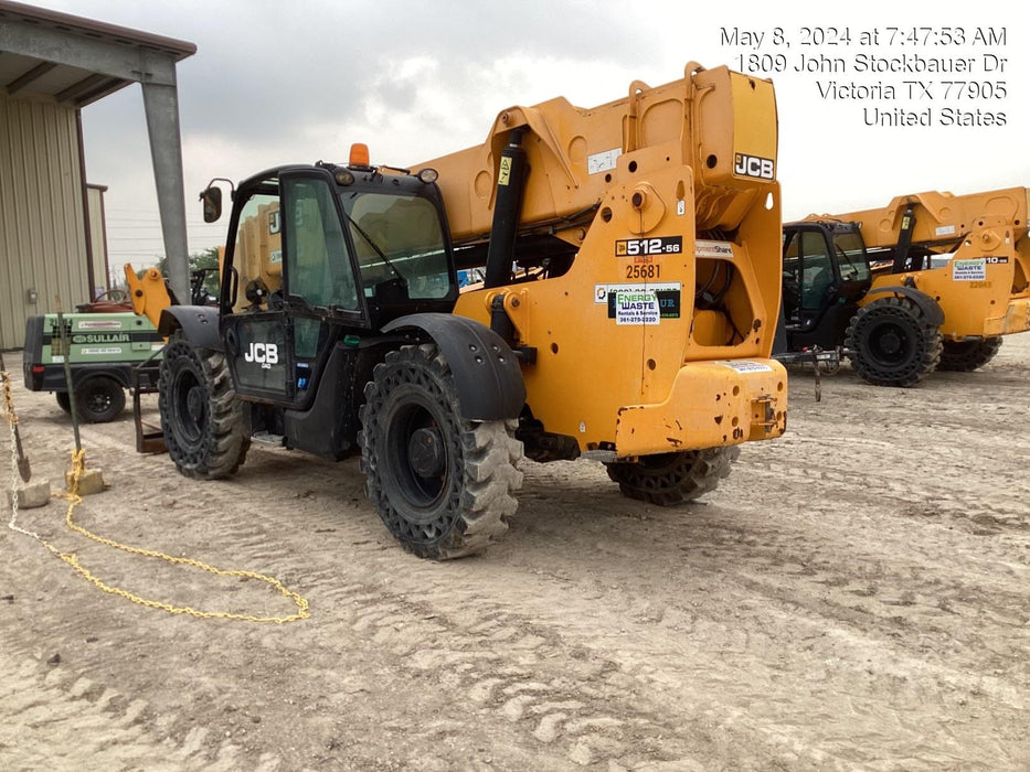 2019 JCB 512-56 109 HP w/CAB/HVAC, Beacon, Aux Hydraulics, Worklights, Solid Tires