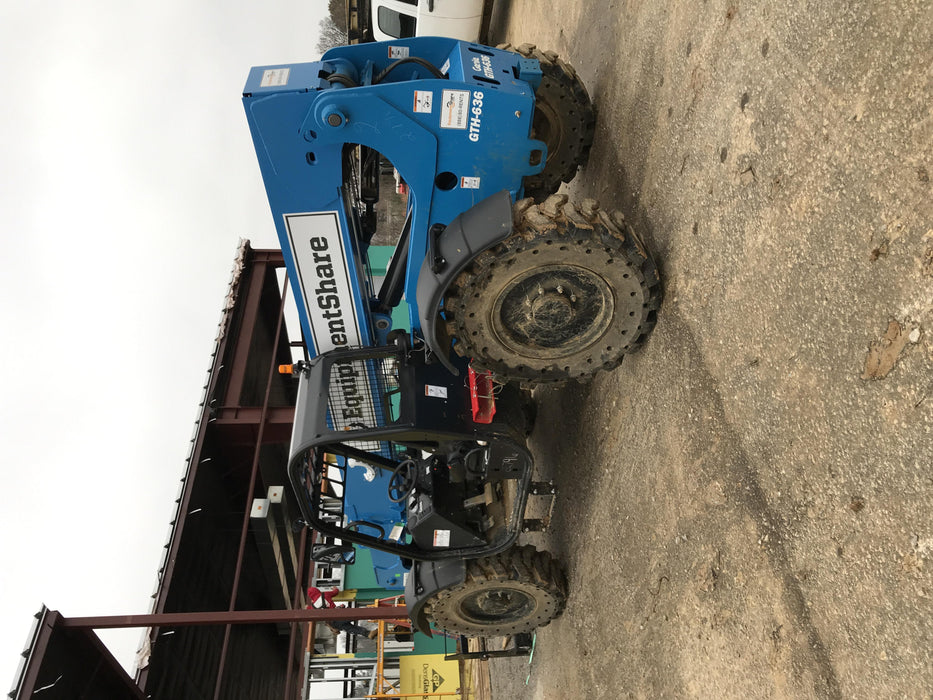 2019 Genie GTH-636 Canopy, Solid RT Tires, LED Work Lights, Beacon 60" QA Carriage, 48" Forks