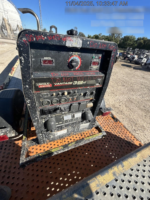 2019 Lincoln Electric Vantage 322 Ready-Pak 3, Two Wheel Trailer, Fender and Light Kit, Cable Rack