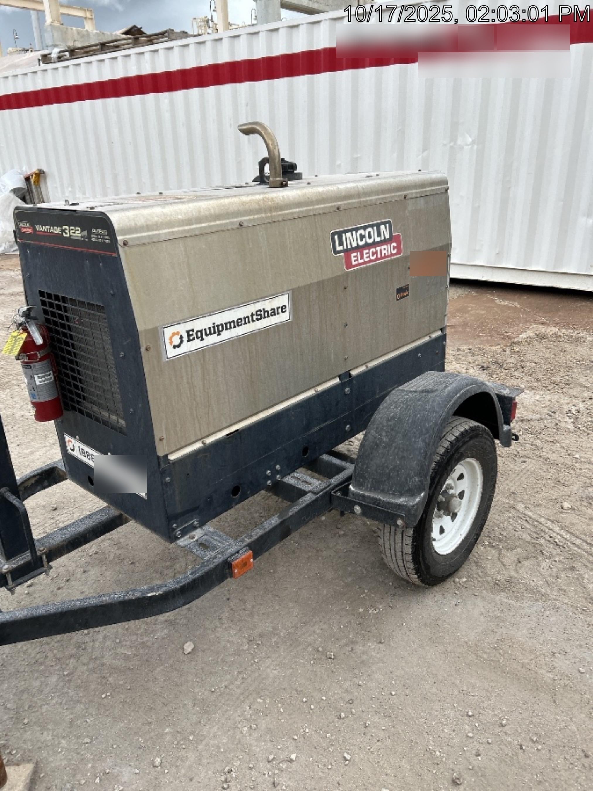 2019 Lincoln Electric Vantage 322 Ready-Pak 3, Two Wheel Trailer, Fender and Light Kit, Cable Rack
