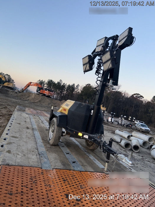 2022 Allmand NLV3GR (4) LED Light Fixture 350W, 23' Vertical Mast, 3kW Prime, Towable, Deep Sea L401, Leveling Jacks, Yanmar T4F 5.8hp