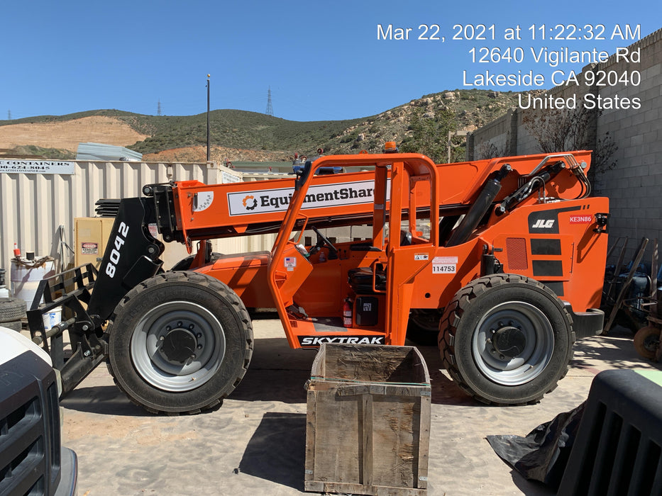 2020 Skytrak 8042 74 Hp, FF Tires, Work Lights, Beacon, Aux Hydraulics, Back up Alarm, Lifting Eye, ES Decals