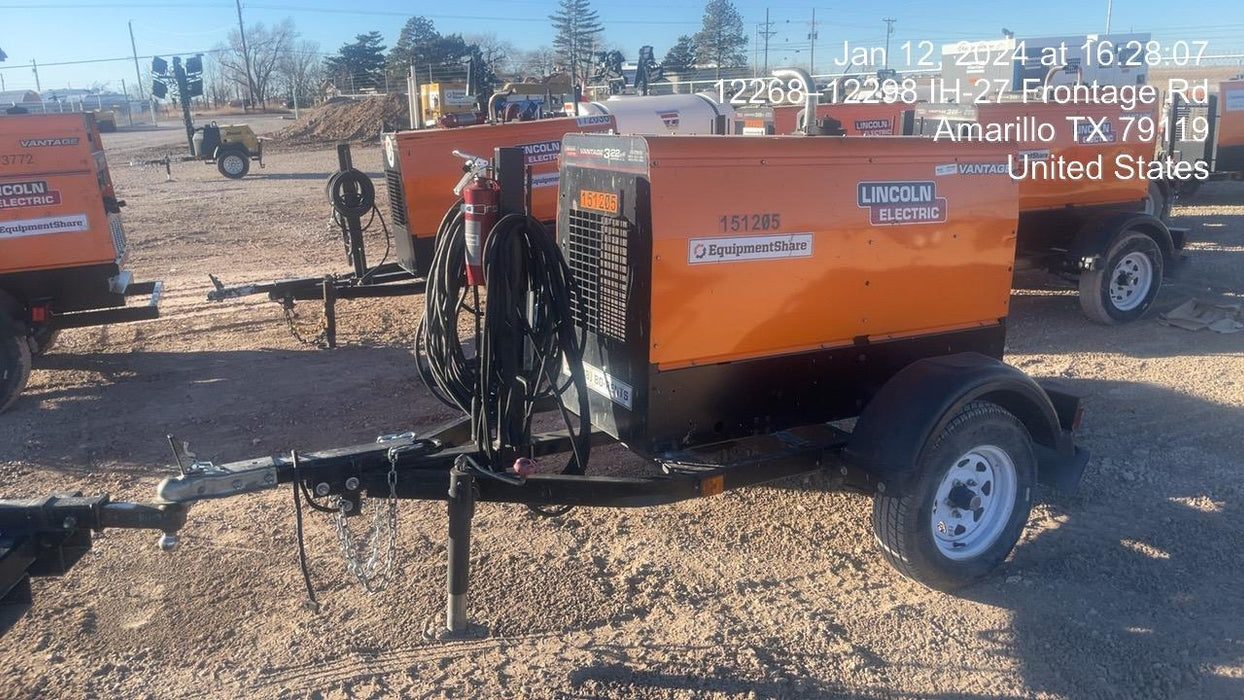 2021 Lincoln Electric Vantage 322 Vantage 322 Ready Pak 3 w/ Telematics & Decals, ORANGE (includes trailer, cable rack, fender light kit)