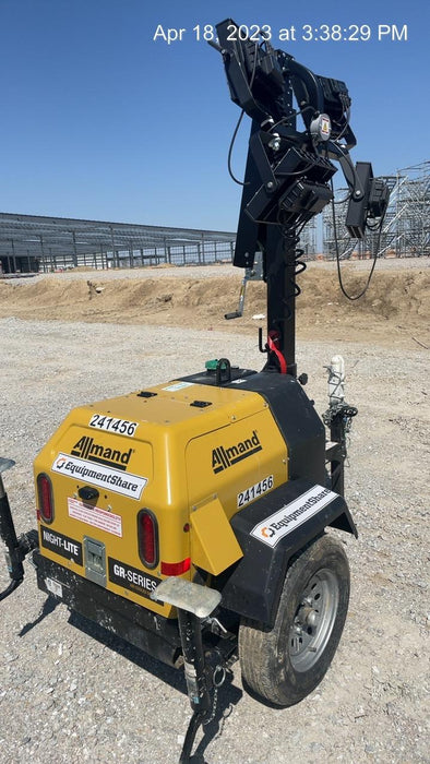 2022 Allmand NLV3GR (4) LED Light Fixture 350W, 23' Vertical Mast, 3kW Prime, Towable, Deep Sea L401, Leveling Jacks, Yanmar T4F 5.8hp