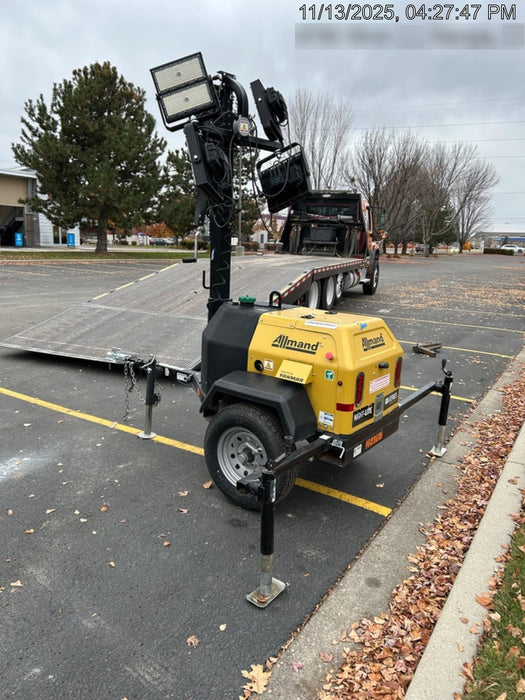 2022 Allmand NLV3GR (4) LED Light Fixture 350W, 23' Vertical Mast, 3kW Prime, Towable, ES Decals, T3