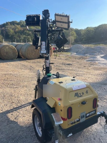 2022 Allmand NLV3GR (4) LED Light Fixture 350W, 23' Vertical Mast, 3kW Prime, Towable, Deep Sea L401, Leveling Jacks, Yanmar T4F 5.8hp