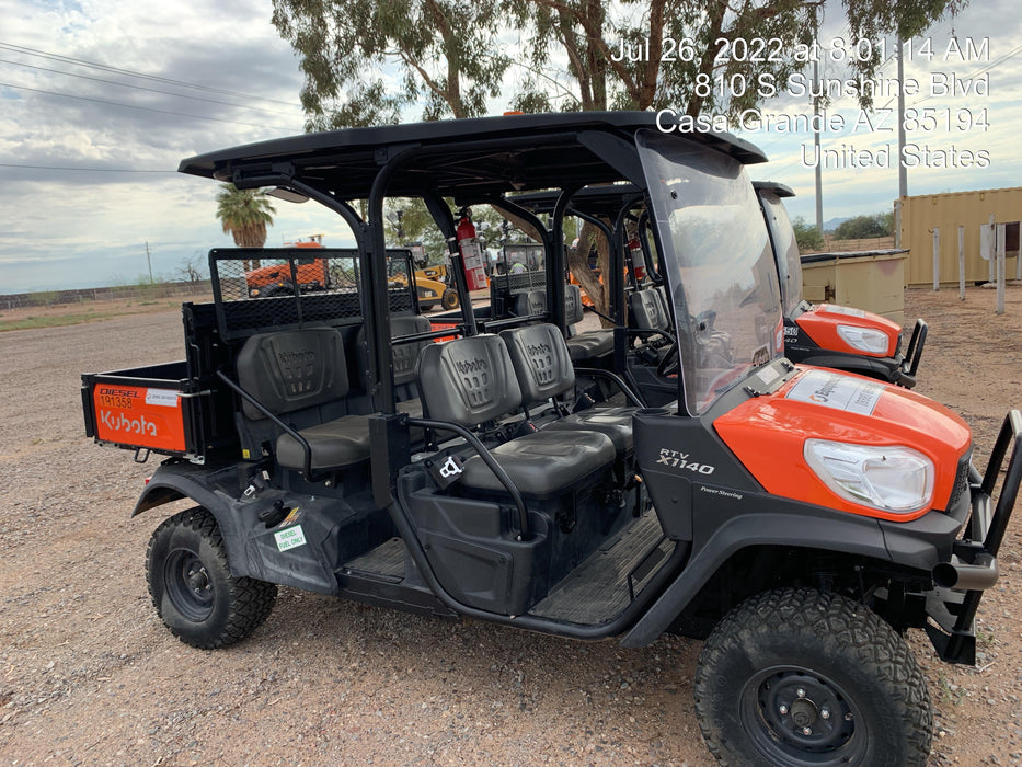 2022 Kubota RTV-X1140W-H Plastic Canopy, Windshield Acrylic Clear, LED Strobe Light, Wire Harness Kit, Back up Alarm