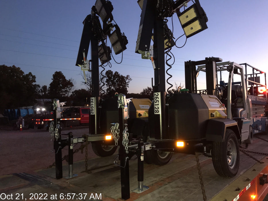 2022 Allmand NLV3GR (4) LED Light Fixture 350W, 23' Vertical Mast, 3kW Prime, Towable, ES Decals, T3