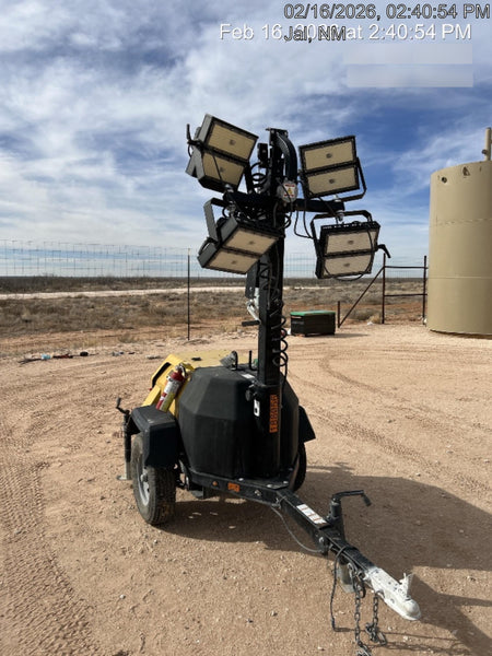 Allmand NLV3GR (4) LED Light Fixture 350W, 23' Vertical Mast, 3kW Prime, Towable, Deep Sea L401, Leveling Jacks, Yanmar T4F 5.8hp
