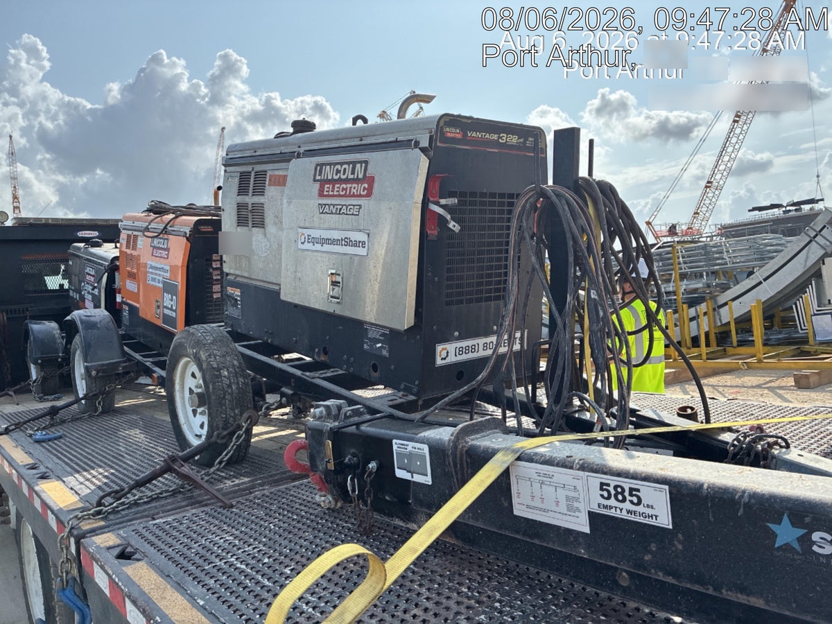 2019 Lincoln Electric Vantage 322 Welder Ready-Pak 3, Two wheel trailer, Fender and Light kit, Cable Rack