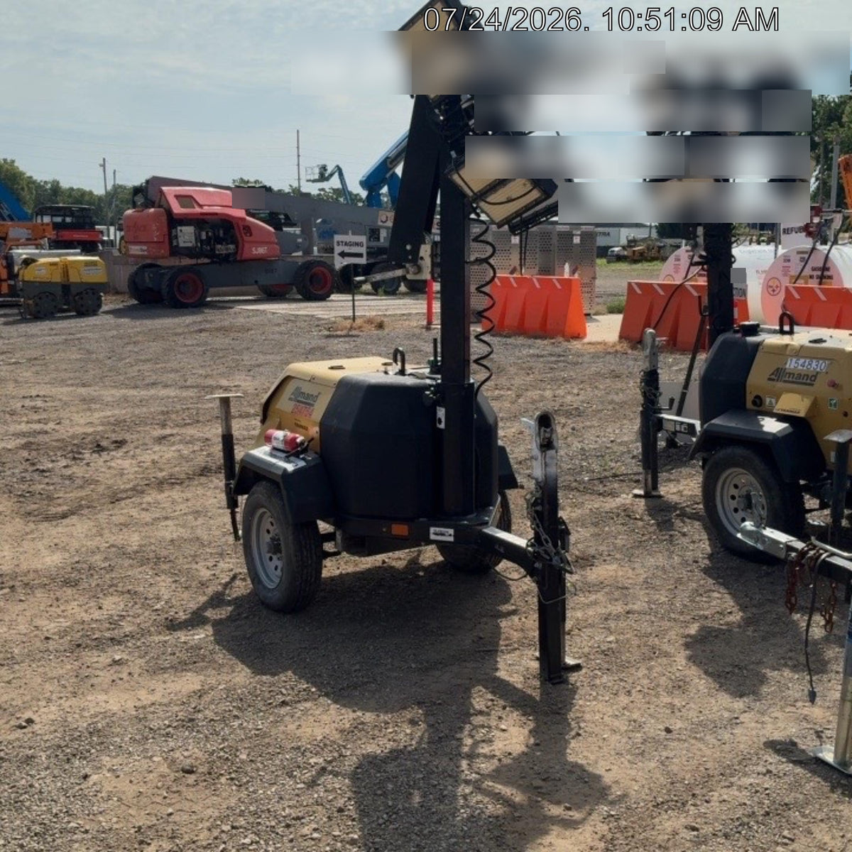 2022 Allmand NLV3GR (4) LED Light Fixture 350W, 23' Vertical Mast, 3kW Prime, Towable, ES Decals, T3