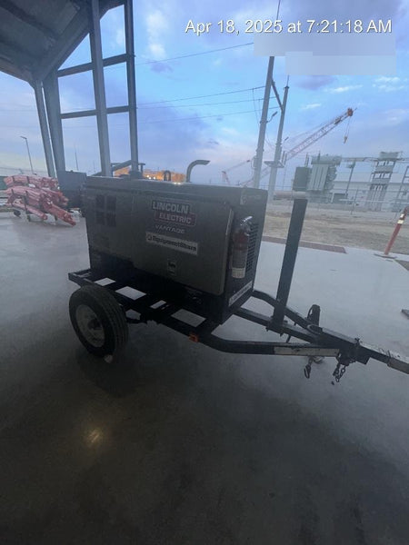 2019 Lincoln Electric Vantage 322 Welder Ready-Pak 3, Two wheel trailer, Fender and Light kit, Cable Rack