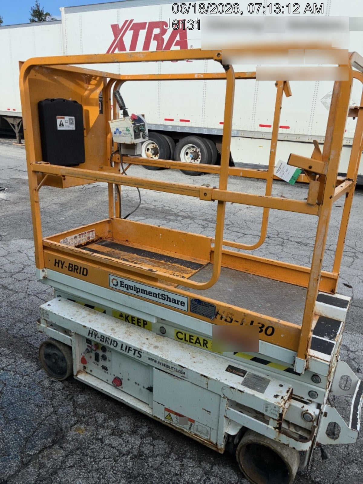 Custom Equipment HB-1430 <ul>
 <li>Hy-Brid Scissor Lift</li>
  <li>Platform capacity up to 670 lbs.</li>
  <li>Working height up to 20 ft</li>
  <li>Weighs under 1,700 lbs.</li>
  <li>Non-marking wheels </li>
</ul>
