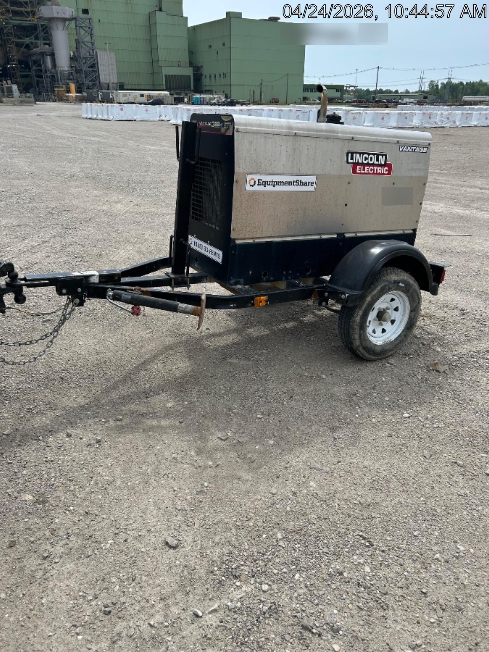 2019 Lincoln Electric Vantage 322 Ready-Pak 3, Two Wheel Trailer, Fender and Light Kit, Cable Rack