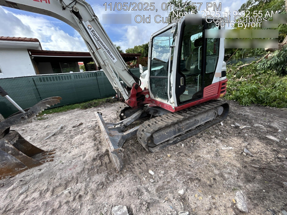 2019 Takeuchi TB290 Cab, AC, Rubber Tracks, Dozer Blade, Travel Alarm, Control Pattern Change Valve, Auxiliary Hydraulics w/18" Quick Coupler Bucket with teeth, 6.2 cu. ft. capacity/24" Quick Coupler Bucket with teeth, 8.6 cu. ft. capacity/36" Quick Coupler Bucket with teeth, 13.4 cu. ft. capacity, Quick Coupler, Hydraulic Thumb Installed