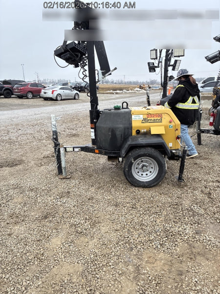 2022 Allmand NLV3GR (4) LED Light Fixture 350W, 23' Vertical Mast, 3kW Prime, Towable, Deep Sea L401, Leveling Jacks, Yanmar T4F 5.8hp