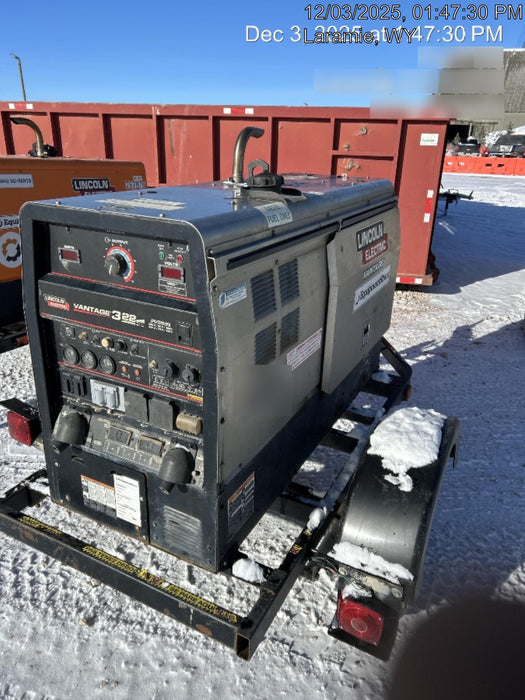 2019 Lincoln Electric Vantage 322 Ready-Pak 3, Two Wheel Trailer, Fender and Light Kit, Cable Rack