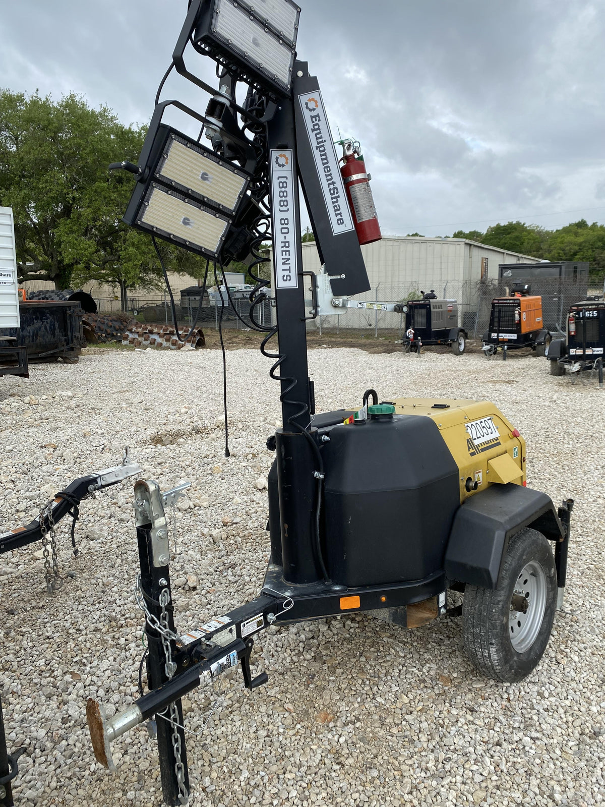 2022 Allmand NLV3GR (4) LED Light Fixture 350W, 23' Vertical Mast, 3kW Prime, Towable, Deep Sea L401, Leveling Jacks, Yanmar T4F 5.8hp