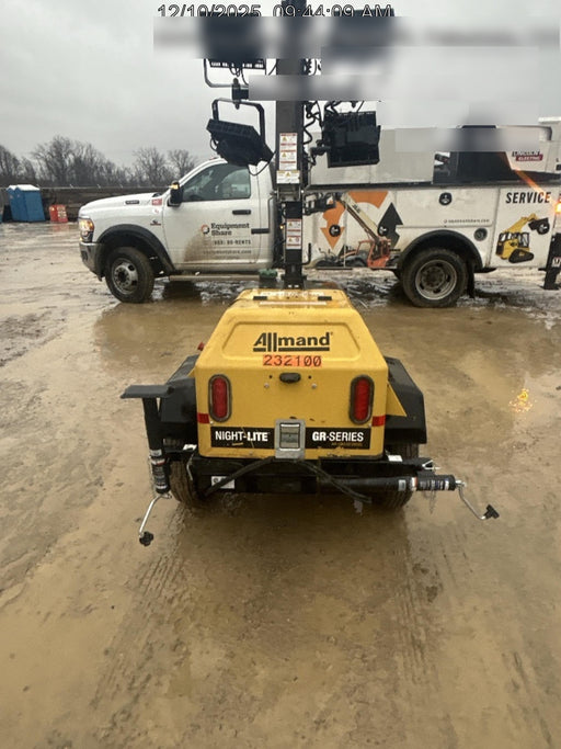 2022 Allmand NLV3GR (4) LED Light Fixture 350W, 23' Vertical Mast, 3kW Prime, Towable, Deep Sea L401, Leveling Jacks, Yanmar T4F 5.8hp