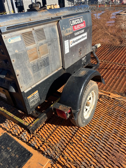 2019 Lincoln Electric Vantage 322 Welder Ready-Pak 3, Two wheel trailer, Fender and Light kit, Cable Rack