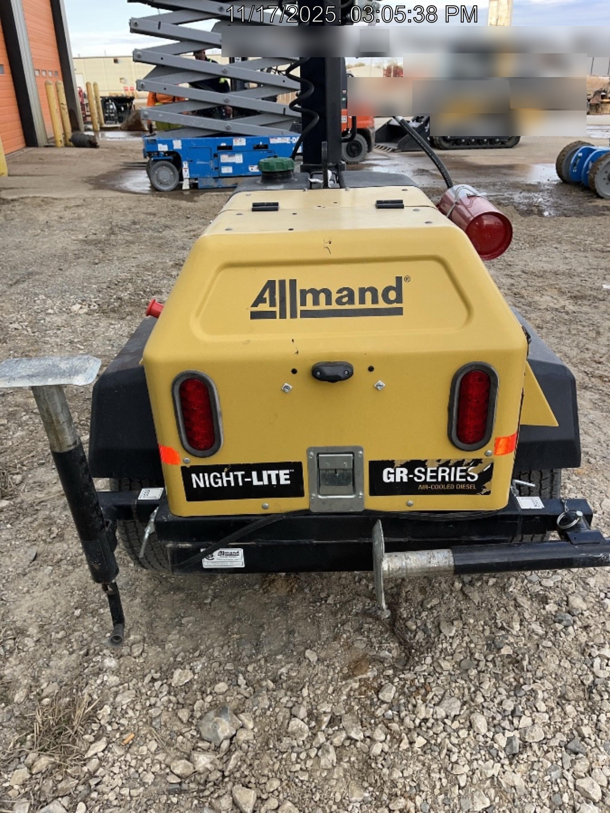 2022 Allmand NLV3GR (4) LED Light Fixture 350W, 23' Vertical Mast, 3kW Prime, Towable, Deep Sea L401, Leveling Jacks, Yanmar T4F 5.8hp
