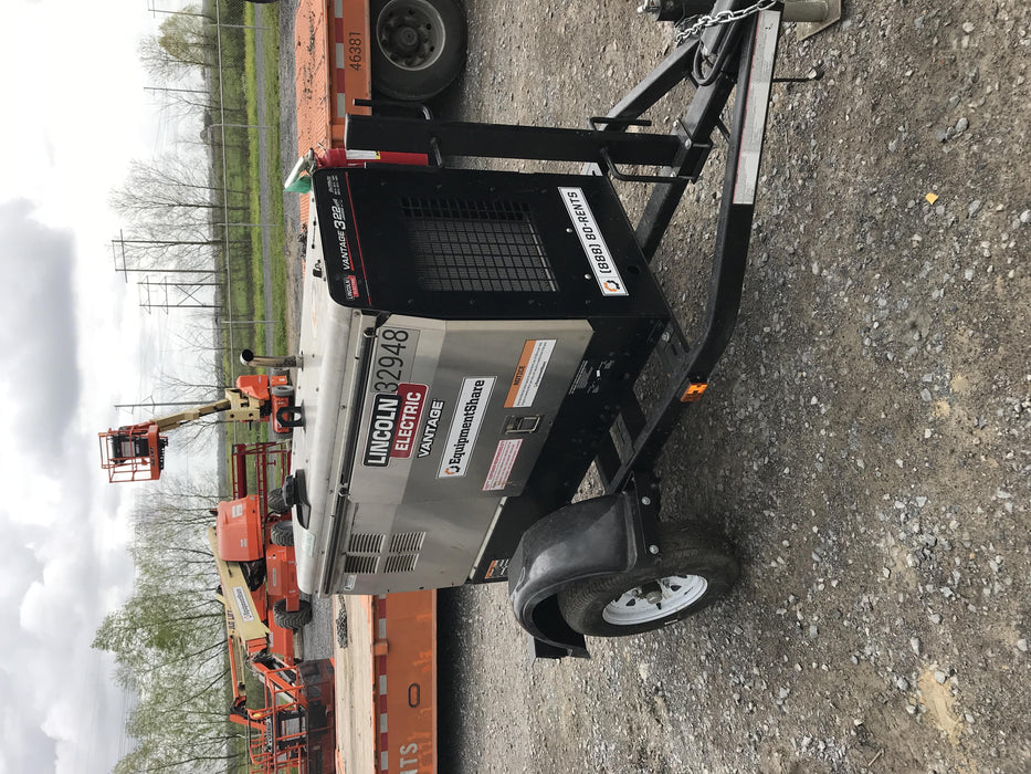 2019 Lincoln Electric Vantage 322 Welder Ready-Pak 3, Two wheel trailer, Fender and Light kit, Cable Rack