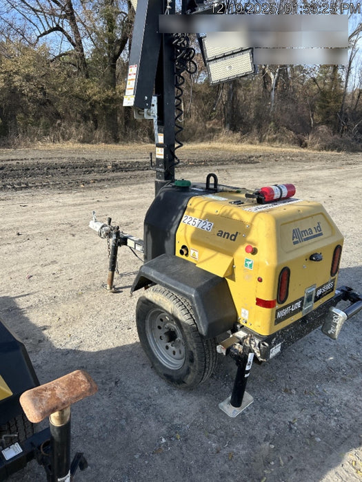 2022 Allmand NLV3GR (4) LED Light Fixture 350W, 23' Vertical Mast, 3kW Prime, Towable, Deep Sea L401, Leveling Jacks, Yanmar T4F 5.8hp