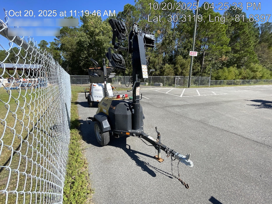 2022 Allmand NLV3GR (4) LED Light Fixture 350W, 23' Vertical Mast, 3kW Prime, Towable, Deep Sea L401, Leveling Jacks, Yanmar T4F 5.8hp