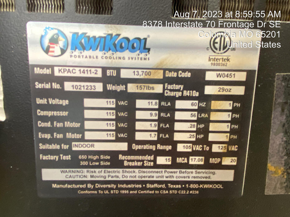 2022 KWIKOOL KPAC1411-2