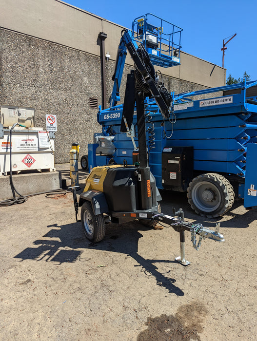 2022 Allmand NLV3GR (4) LED Light Fixture 350W, 23' Vertical Mast, 3kW Prime, Towable, Deep Sea L401, Leveling Jacks, Yanmar T4F 5.8hp