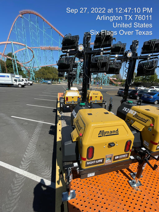 2022 Allmand NLV3GR (4) LED Light Fixture 350W, 23' Vertical Mast, 3kW Prime, Towable, ES Decals, T3