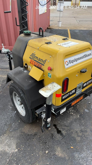 2022 Allmand NLV3GR (4) LED Light Fixture 350W, 23' Vertical Mast, 3kW Prime, Towable, Deep Sea L401, Leveling Jacks, Yanmar T4F 5.8hp